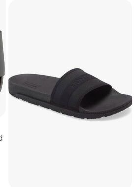 Hunter Black Slide Sandals with Elastic Logo Strap
